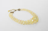 Vintage 1950s Yellow Iridescent Aurora Borealis 3 Strand Crystal Beaded Necklace