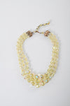 Vintage 1950s Yellow Iridescent Aurora Borealis 3 Strand Crystal Beaded Necklace