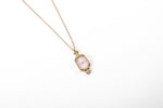 Vintage 1970s Ice Pink Camphor Glass Gold Tone Necklace | by Avon