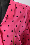 Vintage 1980s Size 4 Small Hot Pink Black Polka Dot Bishop Sleeve Party Outfit Skirt Suit | by Chaus