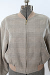 Vintage 1990s Medium Tan Black Plaid Bomber Jacket | by Haley