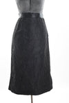 Vintage 1950s XS Black Fan Lace Midi Pencil Skirt