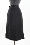 Vintage 1950s XS Black Fan Lace Midi Pencil Skirt