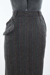 Vintage 1950s XS Rainbow Stripe Gray Herringbone Midi Pencil Skirt | by JL Originals