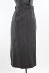 Vintage 1950s XS Rainbow Stripe Gray Herringbone Midi Pencil Skirt | by JL Originals