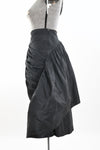 Vintage 1950s Medium Black Taffeta Cocktail Tulip Wrap Midi Party Skirt