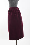 Vintage 1980s XS Burgundy Velvet Midi Pencil Skirt | by Halston III