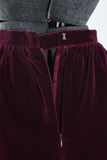 Vintage 1980s XS Burgundy Velvet Midi Pencil Skirt | by Halston III