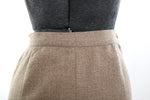 Vintage 1950s XS Oatmeal Beige Wool Midi Pencil Skirt