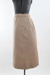 Vintage 1950s XS Oatmeal Beige Wool Midi Pencil Skirt