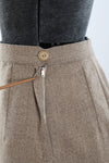 Vintage 1950s XS Oatmeal Beige Wool Midi Pencil Skirt