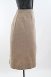 Vintage 1950s XS Oatmeal Beige Wool Midi Pencil Skirt