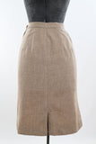 Vintage 1950s XS Oatmeal Beige Wool Midi Pencil Skirt