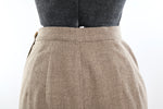 Vintage 1950s XS Oatmeal Beige Wool Midi Pencil Skirt