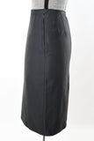 Vintage 1950s Large Black Polished Cotton Midi Wiggle Skirt | by Kasnit