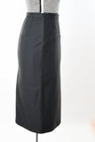 Vintage 1950s Large Black Polished Cotton Midi Wiggle Skirt | by Kasnit