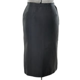 true vintage 1950s black polished cotton pencil wiggle skirt shown on dress form against white background