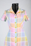 Vintage 1970s Small Pastel Rainbow Color Block Shirt Waist Midi Dress | by Lee Stevens