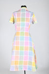 Vintage 1970s Small Pastel Rainbow Color Block Shirt Waist Midi Dress | by Lee Stevens
