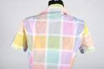 Vintage 1970s Small Pastel Rainbow Color Block Shirt Waist Midi Dress | by Lee Stevens