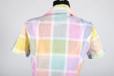 Vintage 1970s Small Pastel Rainbow Color Block Shirt Waist Midi Dress | by Lee Stevens