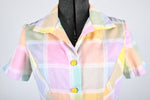 Vintage 1970s Small Pastel Rainbow Color Block Shirt Waist Midi Dress | by Lee Stevens