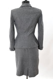 Vintage 1950s XS Gray Blue Wasp Waist Skirt Suit