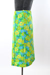 Vintage 1970s Small Green Blue Yellow Florals A Line Skirt | The Lilly (Lilly Pulitzer)