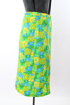 Vintage 1970s Small Green Blue Yellow Florals A Line Skirt | The Lilly (Lilly Pulitzer)