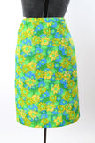 Vintage 1970s Small Green Blue Yellow Florals A Line Skirt | The Lilly (Lilly Pulitzer)