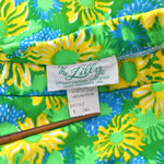 Vintage 1970s Small Green Blue Yellow Florals A Line Skirt | The Lilly (Lilly Pulitzer)