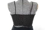 Vintage 1980s Medium/Large Black Gold Cropped Top Mini Skirt Club Party Outfit