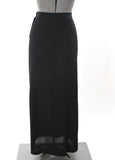 Vintage 1940s Medium Black Rayon Crepe Long Maxi Skirt