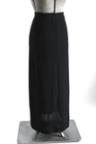 Vintage 1940s Medium Black Rayon Crepe Long Maxi Skirt