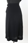 Vintage 1930s Small Black Rayon Crepe Midi Skirt