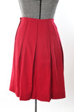 Vintage 1950s Large Cranberry Red Box Pleated Wool Skirt