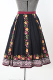 Vintage 1990s Does 50s Roses Border Print Black Full Circle Skirt | by B. Moss