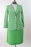 Vintage 1970s Medium Green White Plaid Wide Peaked Lapel Jacket | by Russ