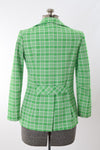 Vintage 1970s Medium Green White Plaid Wide Peaked Lapel Jacket | by Russ