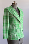 Vintage 1970s Medium Green White Plaid Wide Peaked Lapel Jacket | by Russ