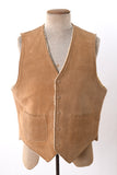 Vintage 1970s Medium Brown Suede Fleece Lined Vest