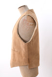 Vintage 1970s Medium Brown Suede Fleece Lined Vest