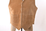 Vintage 1970s Medium Brown Suede Fleece Lined Vest