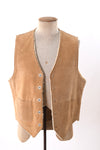 Vintage 1970s Medium Brown Suede Fleece Lined Vest