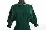 Vintage 1950s XS Small Green Wool Knit Sweater Skirt Suit Set | by Ann Adams