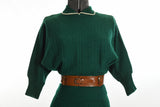 Vintage 1950s XS Small Green Wool Knit Sweater Skirt Suit Set | by Ann Adams