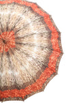 Vintage 1960s Orange Roses Border Print Umbrella