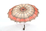 Vintage 1960s Orange Roses Border Print Umbrella