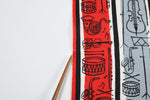 Vintage 1950s Red Gray Black Musical Instruments Silk Scarf | by Vera Neumann