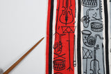 Vintage 1950s Red Gray Black Musical Instruments Silk Scarf | by Vera Neumann